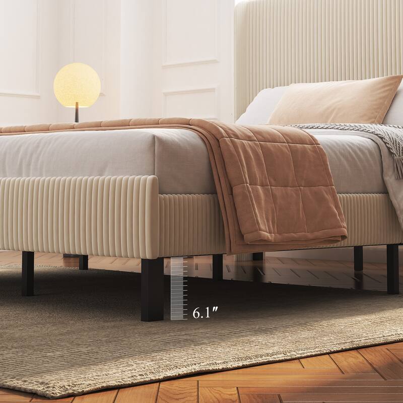Queen Size Platform Bed, Metal Bed Frame with Charging Station, No Box Spring Needed, Noise Free,Easy Assemble