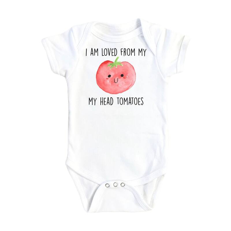 Tomato Loved - Baby Boy Girl Clothes Infant Bodysuit Funny Cute Newborn - White - 3-6M