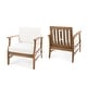 preview thumbnail 22 of 23, Perla Outdoor Acacia Wood Club Chair (Set of 2) by Christopher Knight Home Cream