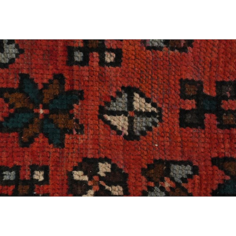 Hand Knotted Oriental 100% Wool Carpet Traditional Tribal Oranges & Rust Hamedan Runner Rug - 10' 1'' X 2' 11''