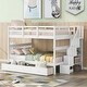 preview thumbnail 1 of 5, White Full-Over-Full Bunk Bed with Stair Storage and Guard Rail White