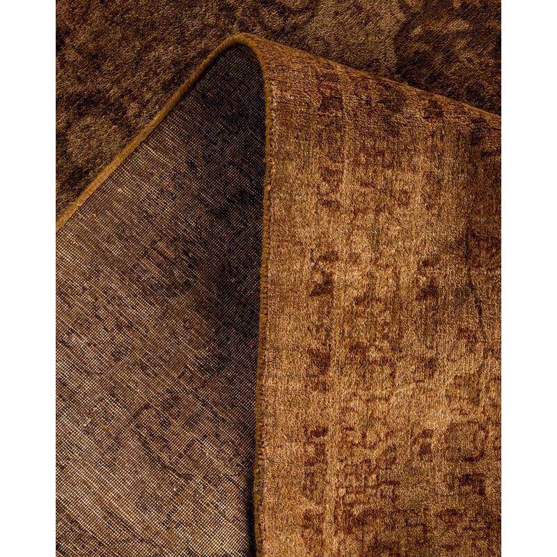 Overton Hand Knotted Wool Vintage Inspired Modern Contemporary Overdyed Brown Area Rug - 8' 1" x 10' 2"