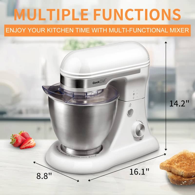Electric Stand Mixer, 4.8QT, 12 Speeds, Tilt-Head Food Mixer with Dough Hook, Rotary Knob