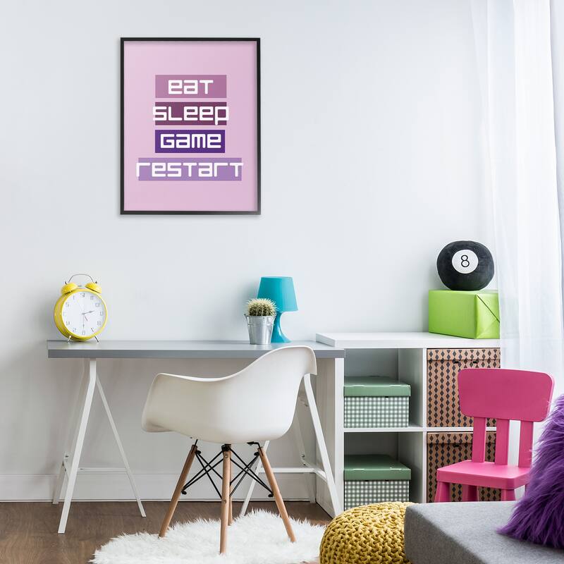 Stupell Eat Sleep Game Restart Framed Giclee Art Design By Yass Naffas Designs