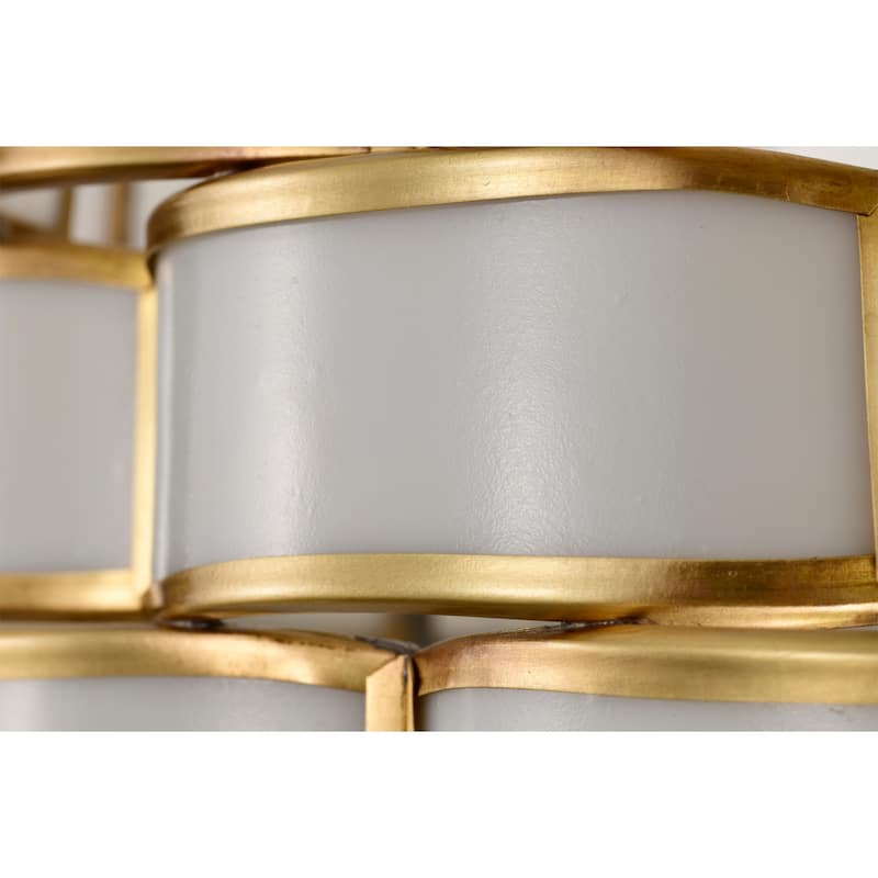 Cribe Brass Trim and White Ribbon Weave Ceiling Light