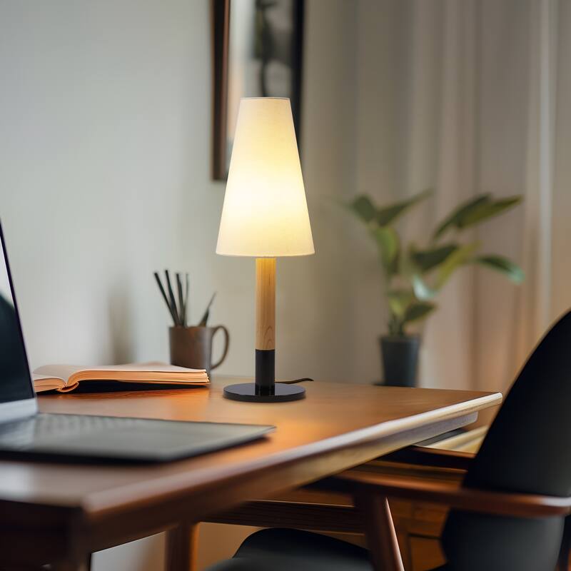 Brightech Arthur LED Oak Wood Modern Empire Dimmable Bedside Nightstand Desk Lamp