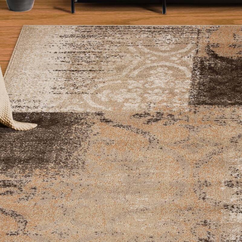 Superior Bristol Distressed Abstract Damask Indoor Runner or Area Rug