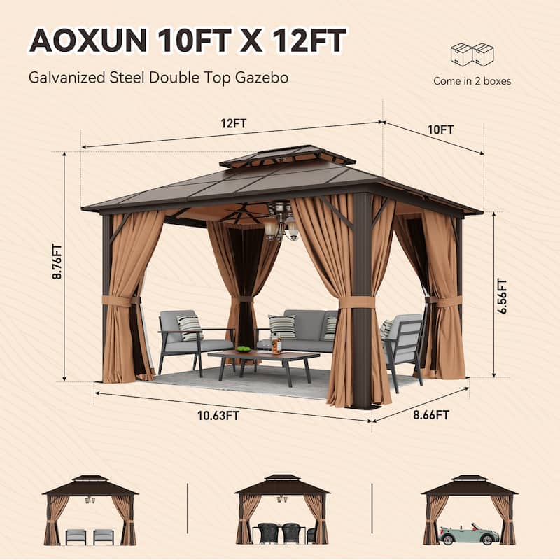 Outdoor Double Roof Hardtop Gazebo