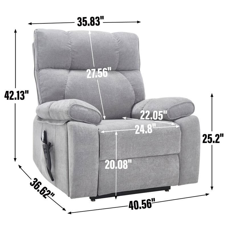 Oversized Chenille Power Lift Recliner with Massage & Heat