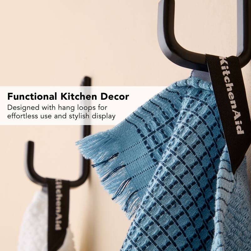 KITCHENAID Gourmet Series Gridlines Kitchen Towels 3-Pack Set, 100% Cotton Absorbent - 18"x28"