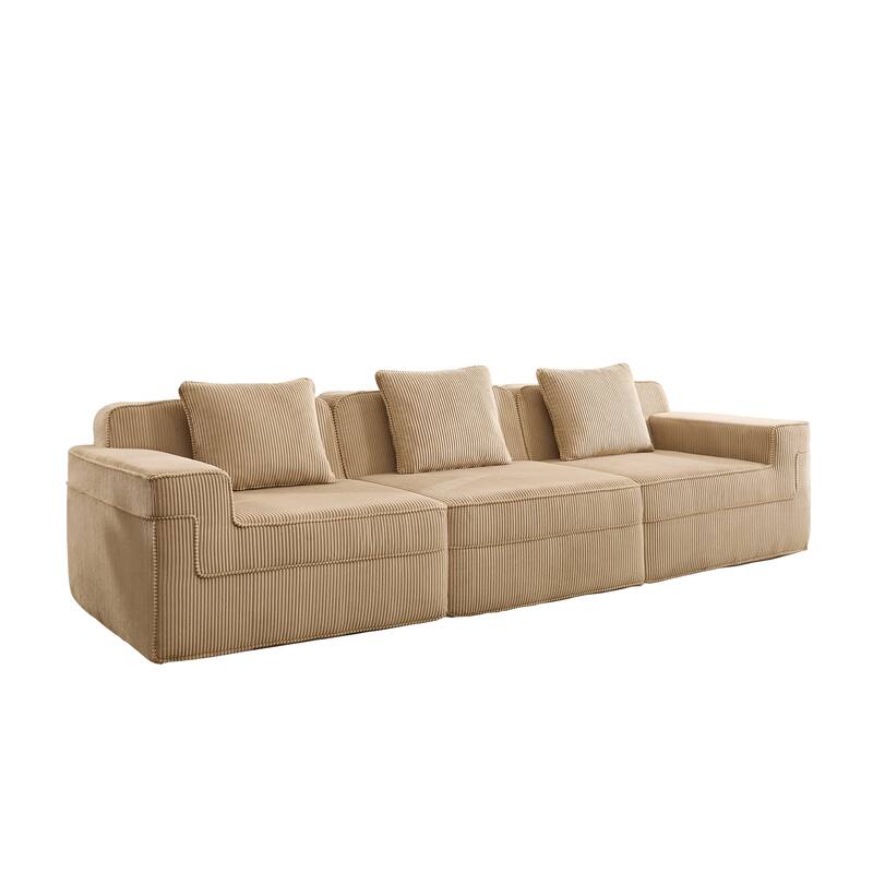 GDFStudio - Modular 3-Seater 117.3" Corduroy Boneless Cloud Sofa