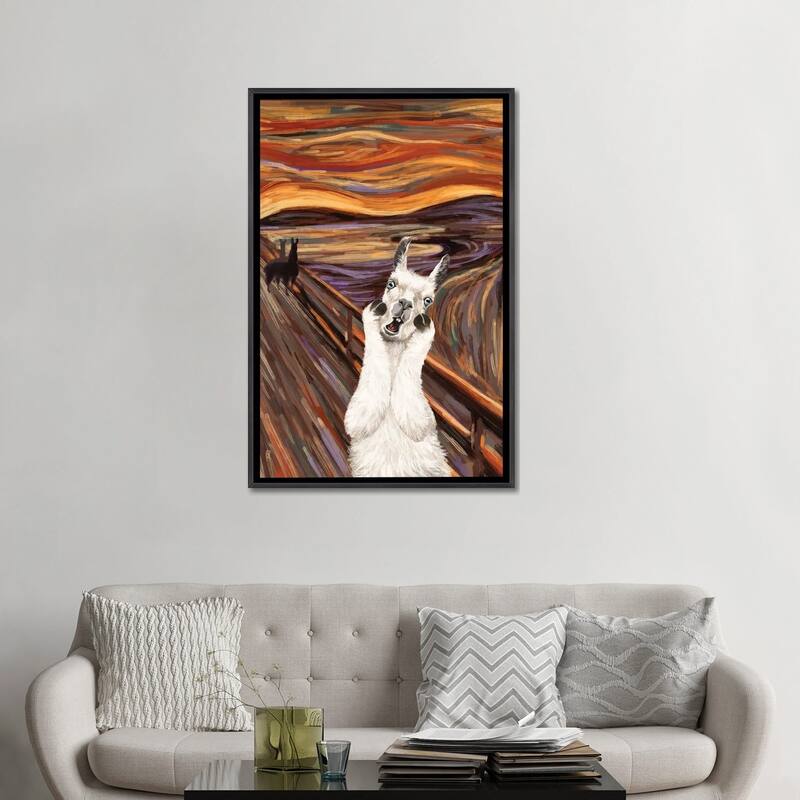 iCanvas "Scream Llama" by Big Nose Work Framed