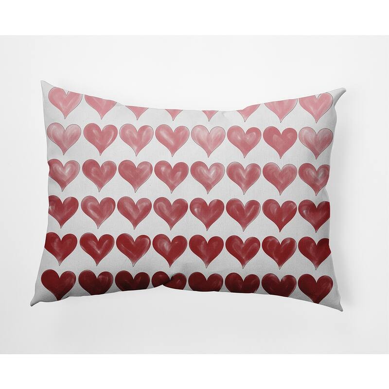 Colored Hearts Valentine's Day Decorative Indoor Pillow - 14" x 20" - Valentines Red