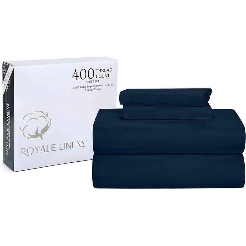 Royale Linen 400 Thread Count Cotton 4 Piece Sateen Sheet Set