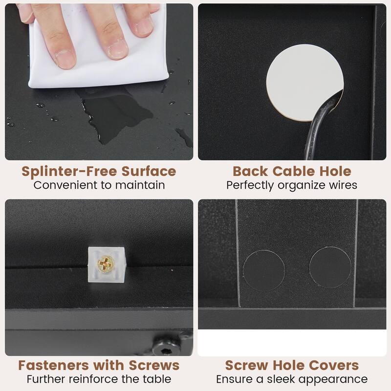 Gymax 40'' Console Table w/ Power Strip 3-Tier Entryway Table w/ RGB