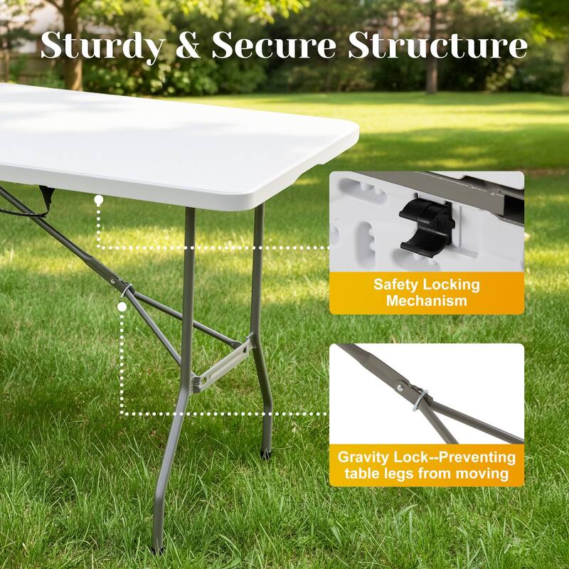 70.5" Foldable Outdoor Dining Set with 6 Fully assembled Dining Chairs