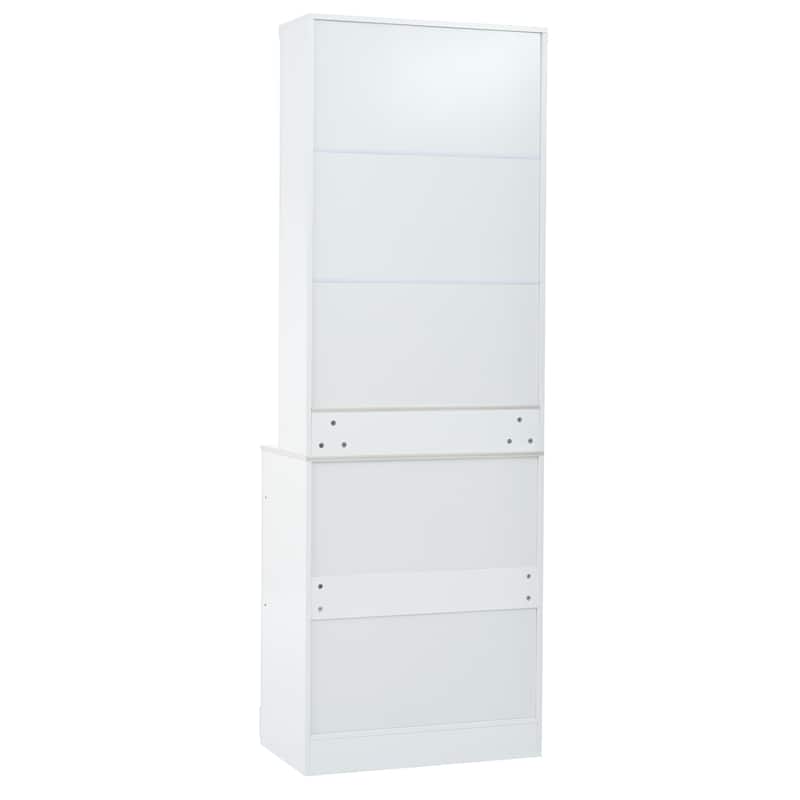 Roomfitters Modern 83.7" Tall Kitchen Hutch with Faux Marble Top and Adjustable Shelf