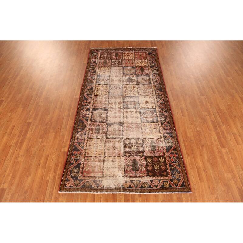 Hand Knotted Oriental 100% Wool Carpet Traditional Geometric Multi-Colored Bakhtiari Area Rug - 10' 2'' X 4' 11''