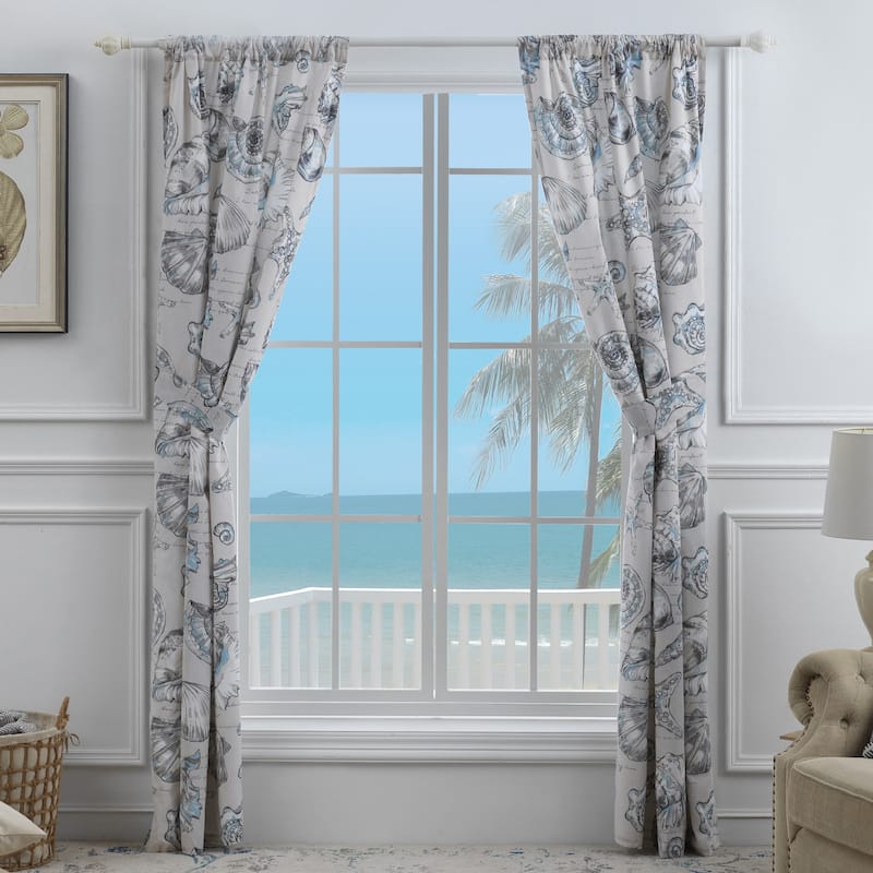 Barefoot Bungalow Cruz Coastal Curtain Set (Set of Two Panels) - 42 W x 84 L Each - 84 W x 84 L (inches)