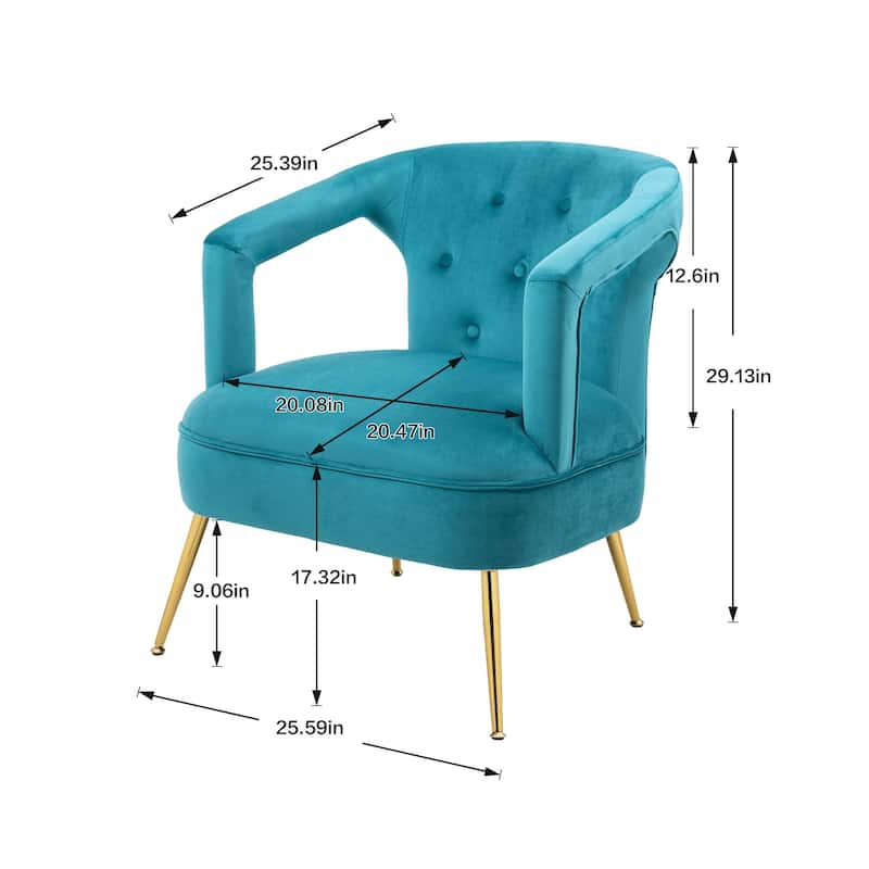 Velvet Upholstered Tufted Livng Room Leisure Chair With Golden feet