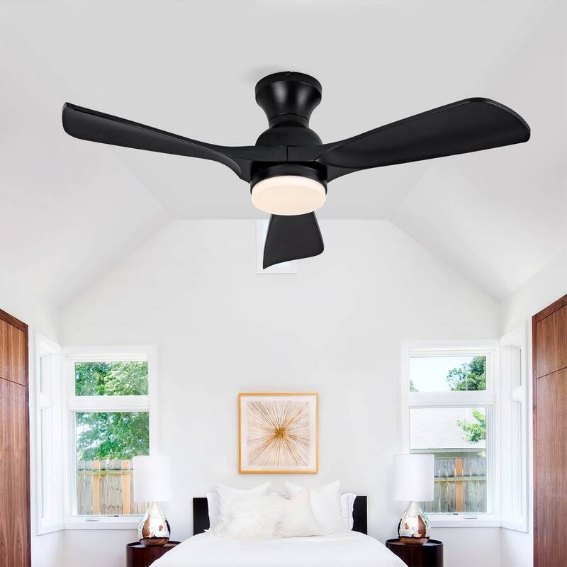 42" Flush Mount Ceiling Fan with Remote Control and Lights, Quiet DC Motor