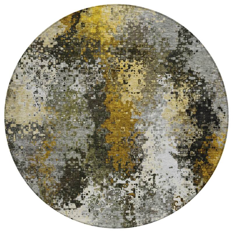Machine Washable Indoor/ Outdoor Contemporary Abstract Chantille Rug