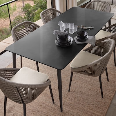 Skyline Design Rodona Rectangular Dining Table with Glass