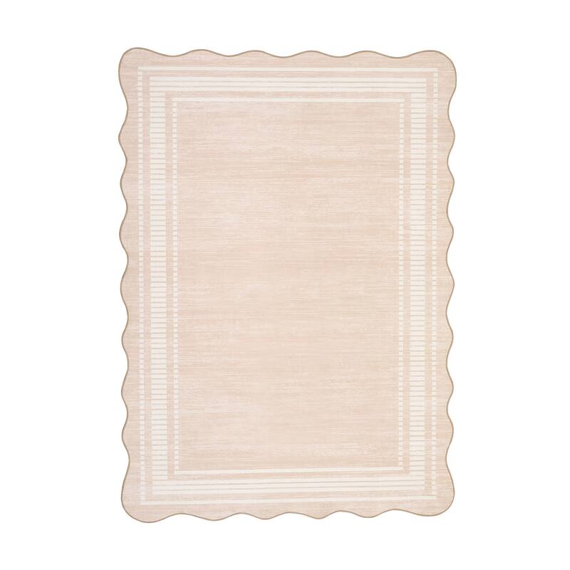 Garvee Scalloped Modern Bordered Area Rug
