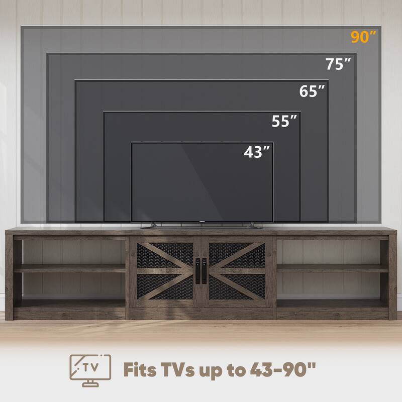 78.7" Farmhouse TV Stand with LED Light for 55/65/75/90 inch TV