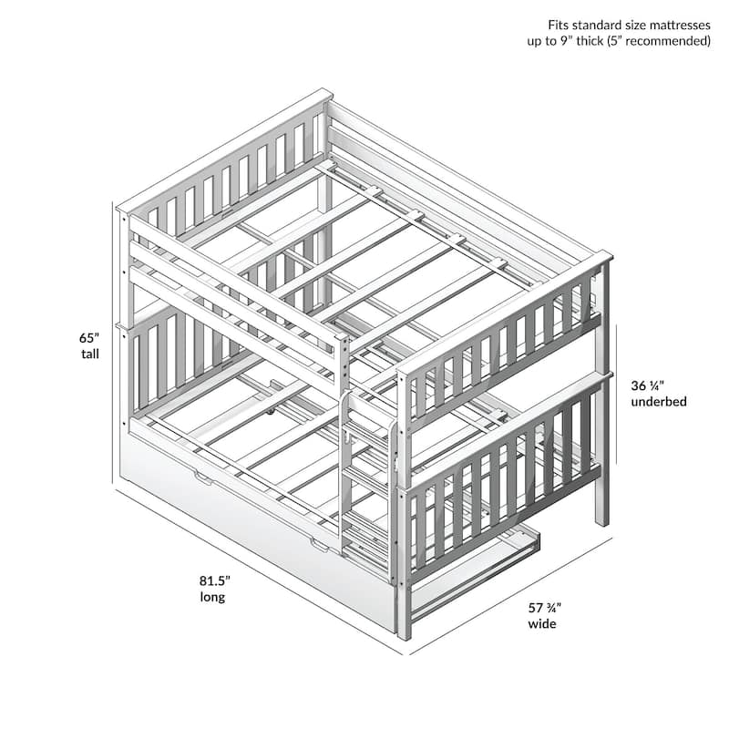 Max and Lily Full over Full Bunk Bed with Trundle Bed