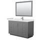 preview thumbnail 77 of 98, Miranda Single Vanity Set, Cultured Marble Top, 46-Inch Mirror 54-Inch Single - Dark Gray, Nickel Trim, White Cultured Marble Top