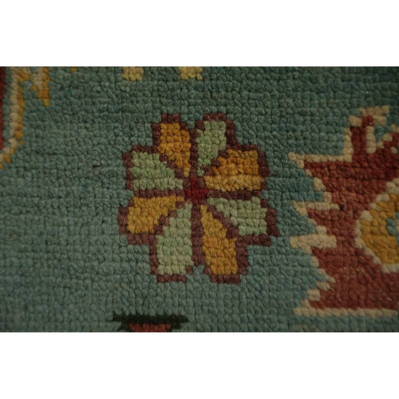 Hand Knotted Oriental 100% Wool Carpet Traditional Geometric Navy Blue & Blues Kazak Area Rug - 11' 11'' X 8' 11''