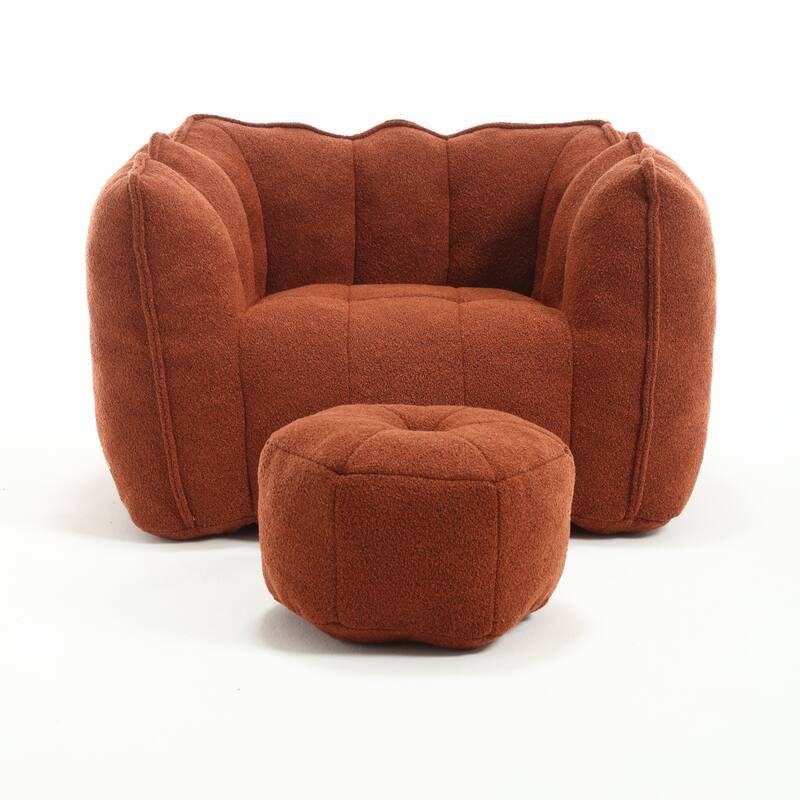 Soft Bean Bag Lazy Sofa with Footstool for Living Room and Bedroom