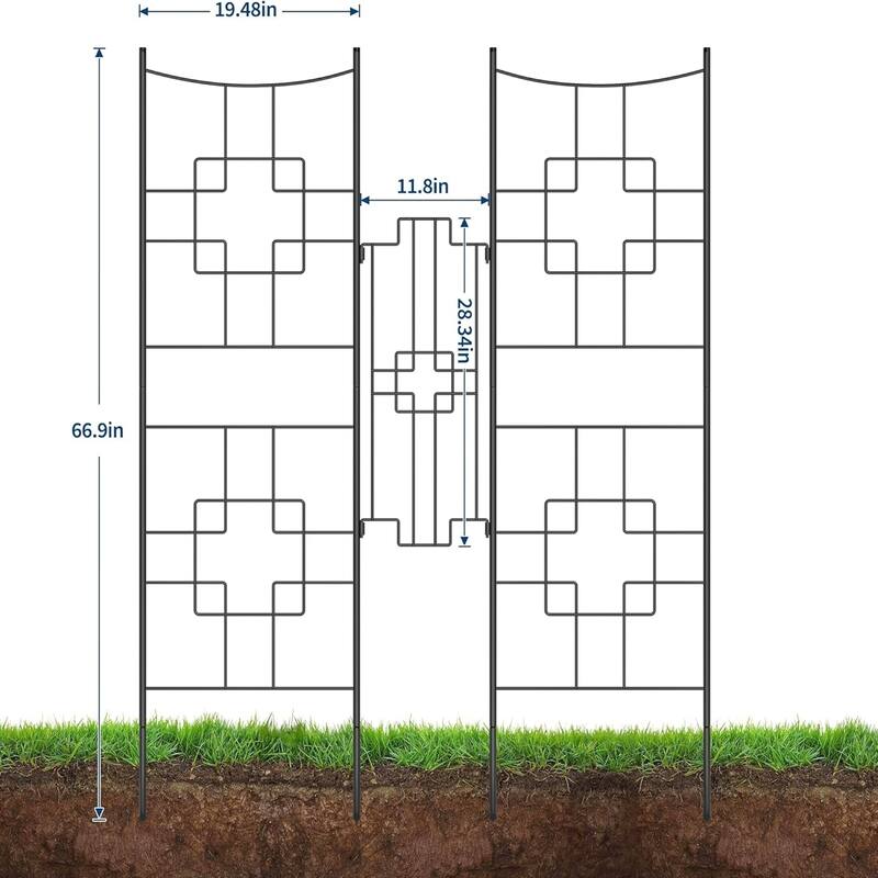 1pcs 6 FT x 2 FT Black Steel Garden Trellis Panel Rustproof Privacy Screen for Climbing Plants Patio and Yard