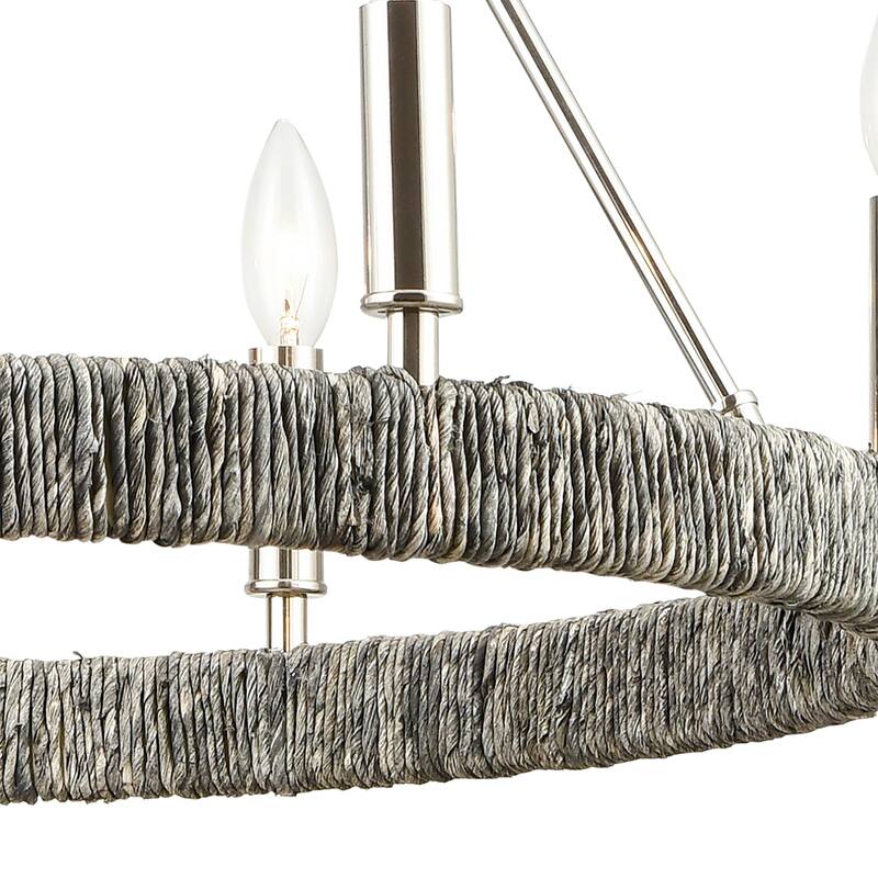 Elk Home Abaca Polished Nickel Metal 6 Light Chandelier