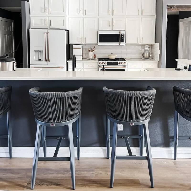 PURPLE LEAF Outdoor Dining Chairs Set of 2 Patio Counter Height Bar Stool with Cushion