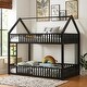 preview thumbnail 1 of 22, House-Shaped Design Bunk Bed with Playful Space, Twin over Twin Black