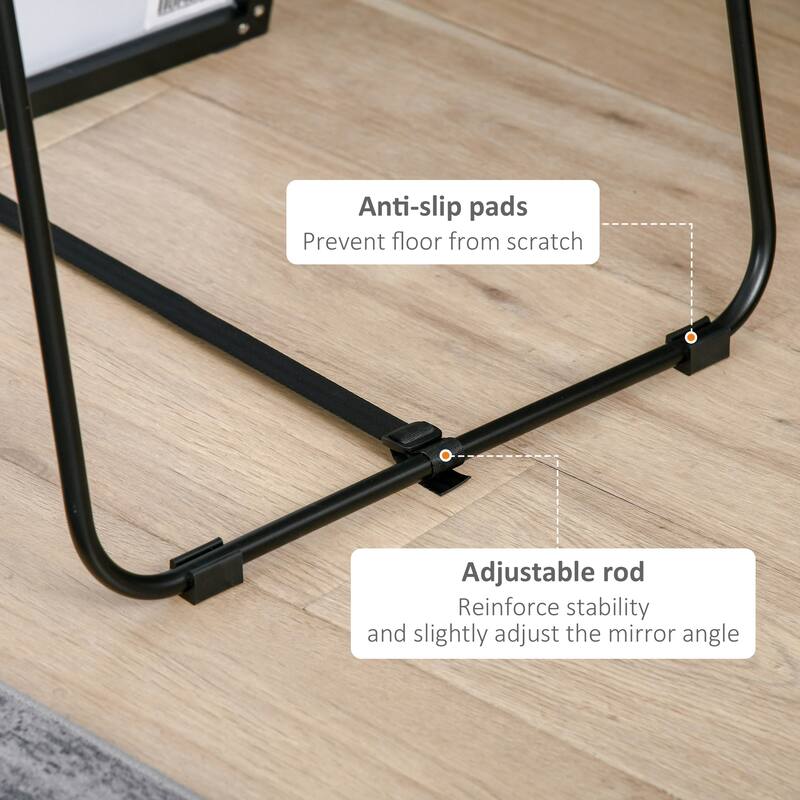 HOMCOM Full Length Dressing Mirror for Bedroom and Living Room, Black - 19.75"x19"x62.5"