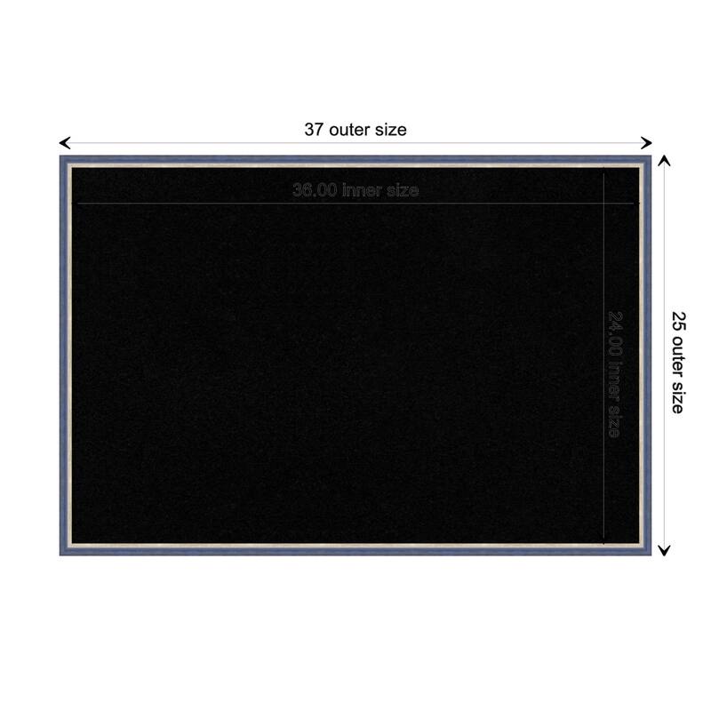 Theo Narrow Wood Framed Black Corkboard Bulletin Board - Theo Blue Narrow - Board Size 36x24