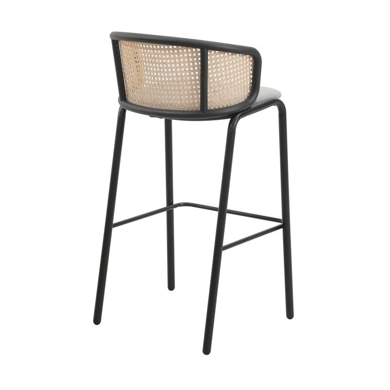 LeisureMod Ervilla Bar Stool with Black Powder Coated Steel Frame - 37"