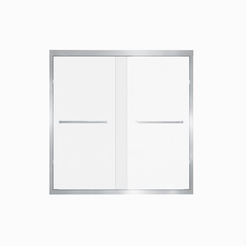 60" W × 60" H Framed Double Sliding Shower Door with Stainless Steel Handle