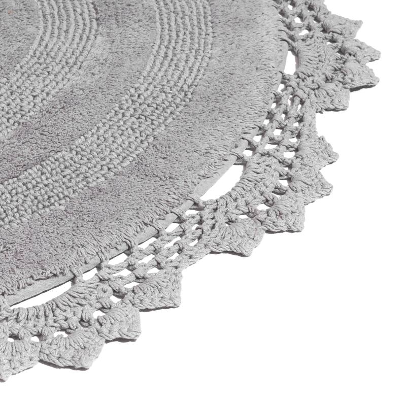 MH London Winchester Cotton Round Bathroom Rug - Soft Bath Mat
