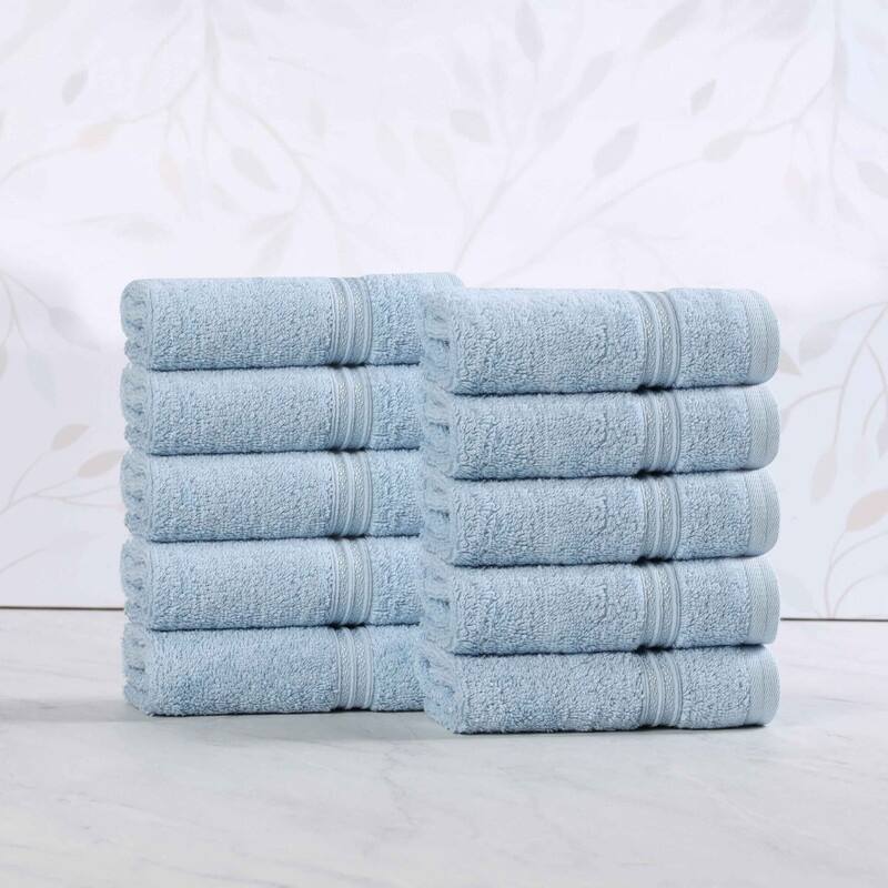 Superior Heritage Egyptian Cotton Absorbent Face Towel Set of 10 - Light Blue