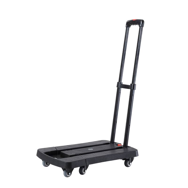 Foldable Push Hand Cart, Platform Truck - Black