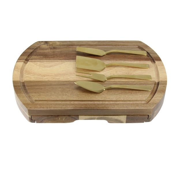 Shop 11 Acacia Wood And Stainless Steel Cheese Cutting Board With