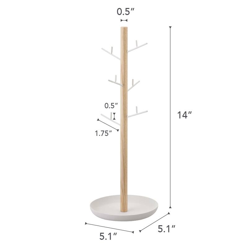 Yamazaki Home Jewelry and Accessory Stand, Steel and Wood - L 5.12 x W 5.12 x H 13.98 inches