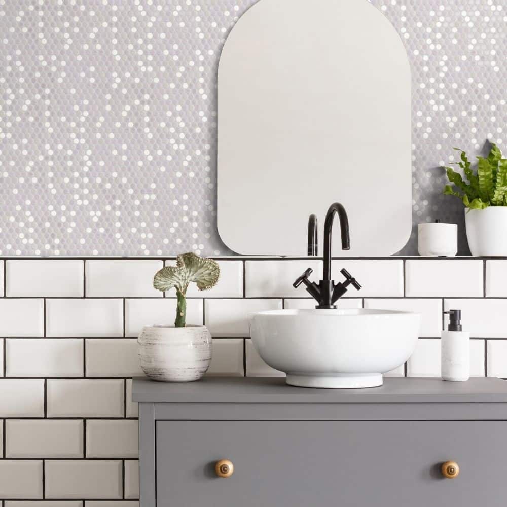 Eterna Penny 12x12 Glass Round Mosaic Tile - Floor, Wall, Backsplash