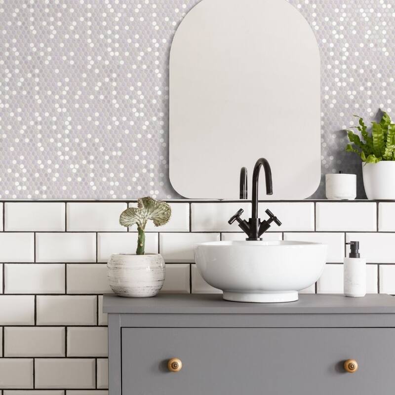 Eterna Penny 12x12 Glass Round Mosaic Tile - Floor, Wall, Backsplash