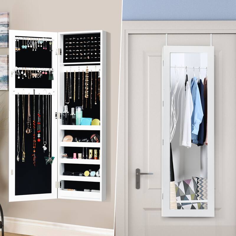 Wall Door Mounted Jewelry Armoire Cabinet Armoire Storage Organizer