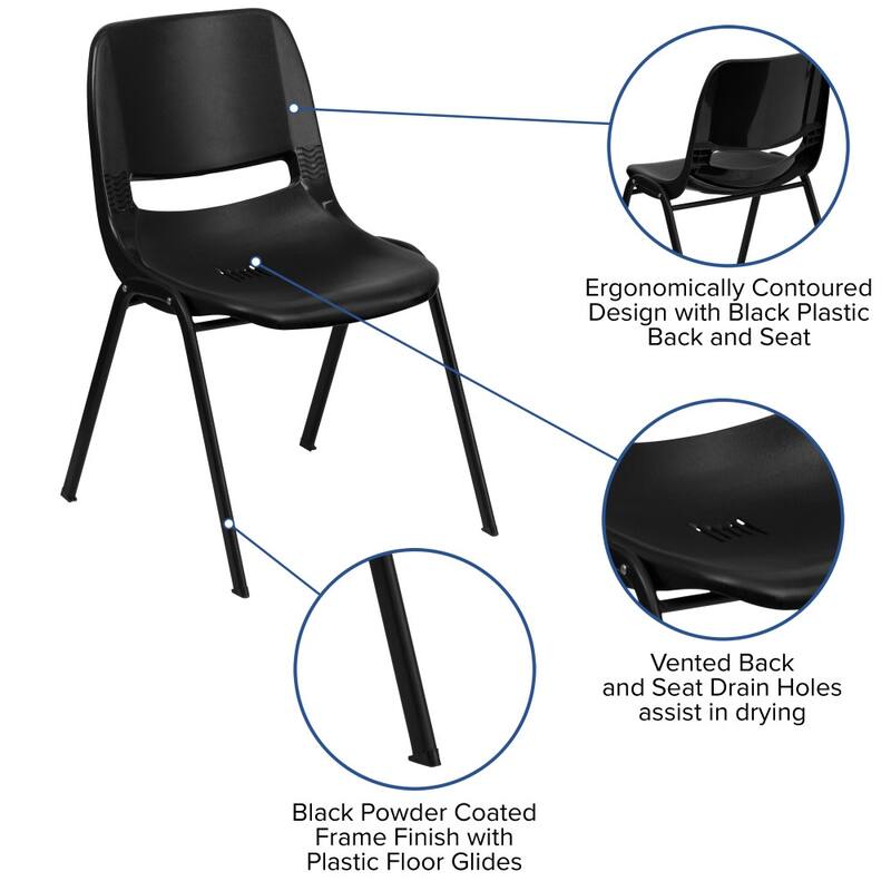 440 lb. Capacity Kid's Ergonomic Shell Stack Chair